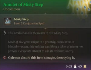 Baldur's Gate 3 Amulet of Misty Step