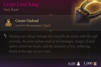 Baldur's Gate 3 Crypt Lord Ring BG3