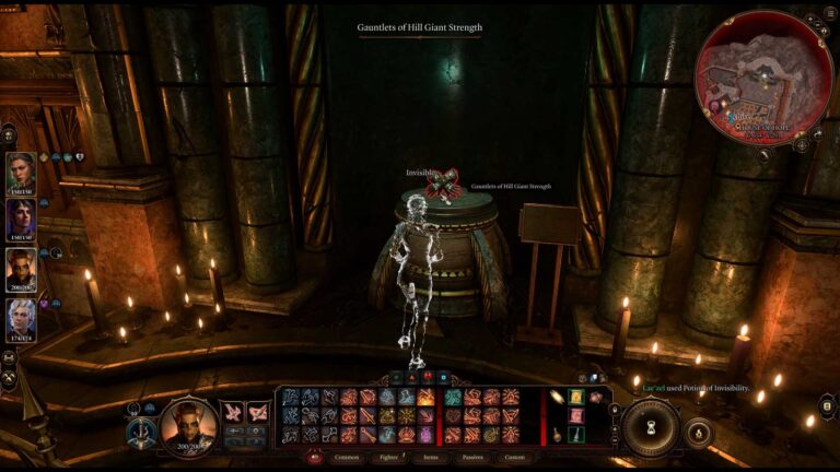 Baldur's Gate 3 Gauntlets of Hill Giant Strength on pedestal in archives