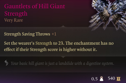 Baldur's Gate 3 Gauntlets of Hill Giant Strength