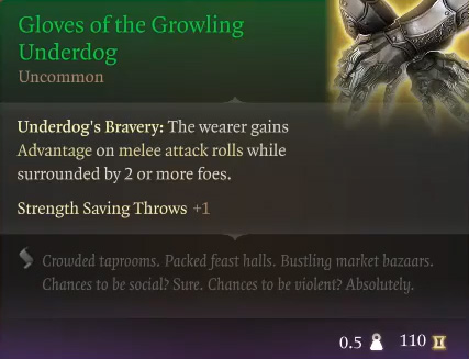 Baldur's Gate 3 Gloves of the Growling Underdog