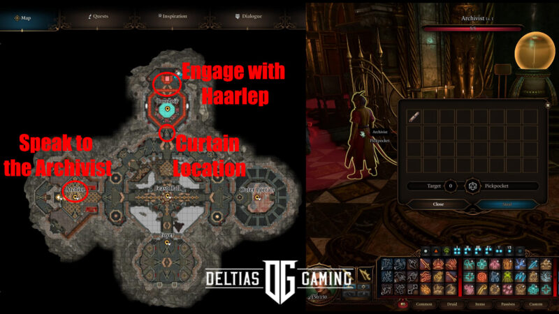 Baldur's Gate 3 Helldusk Gloves map and invitation pickpocket