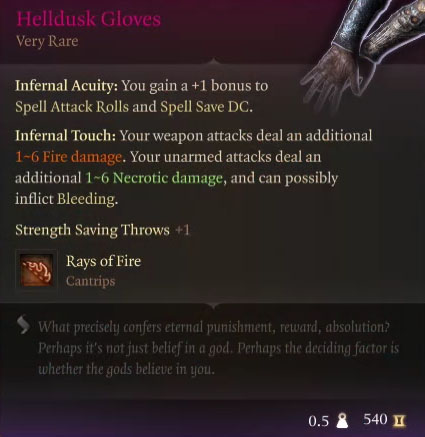 Baldur's Gate 3 Helldusk Gloves