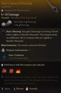 Baldur's Gate 3 - Shar's Spear of Evening - Legendary Weapon