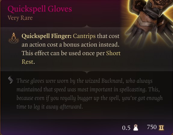 QuickSpell Gloves - Baldur's Gate 3