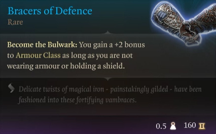 Baldur's Gate 3 Bracers of Defence