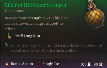 BG3 Elixir of Hill Giant Strength