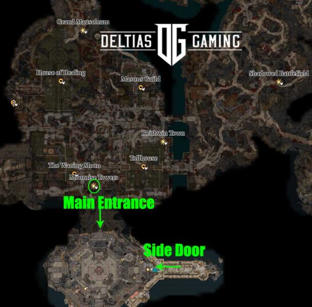 Baldur's Gate 3 Moonrise Towers map