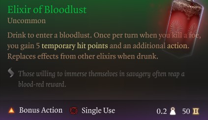 Elixir of Bloodlust - Baldur's Gate 3