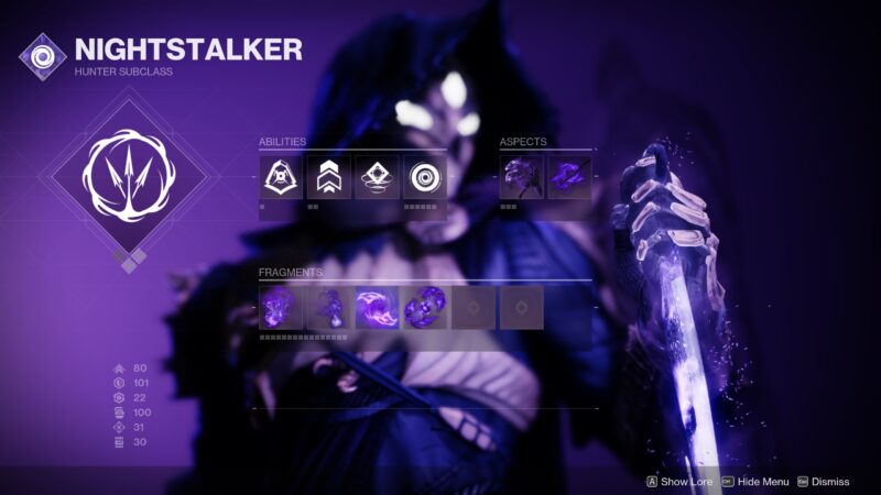 Destiny 2 Void Hunter Aspects and Fragments