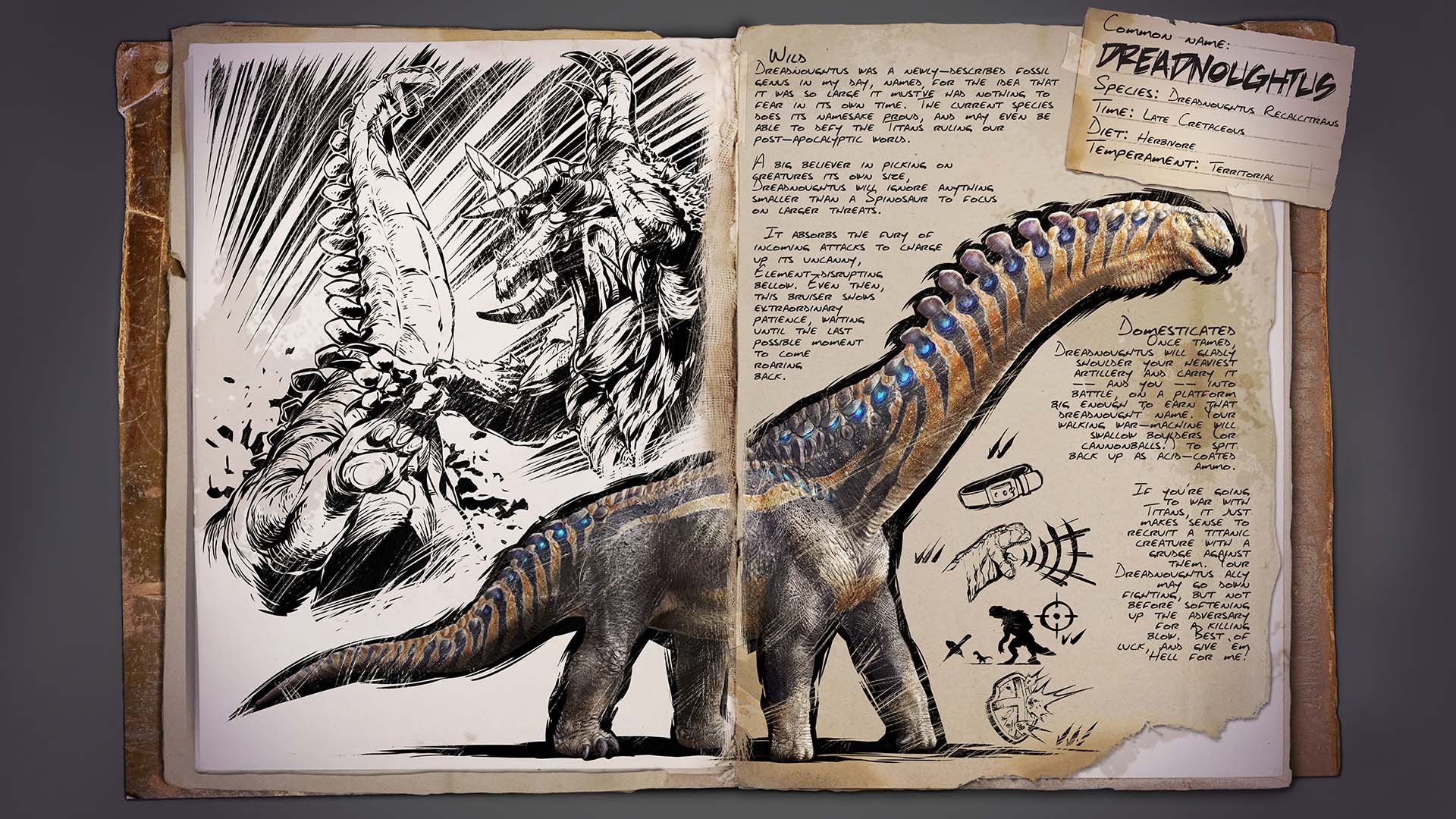 Ark survival ascended scorched earth. АРК досье. Dreadnoughtus Ark. Dreadnoughtus schrani. Файлы досье в фантастических форматах будущего.