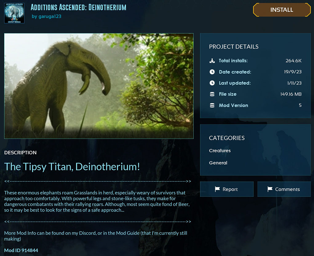 Additions Ascended: Deinotherium - Ark Survival Ascended Mods - CurseForge