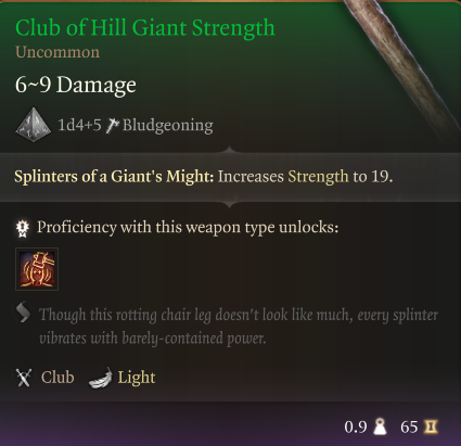BG3 Club of Hill Giant Strength