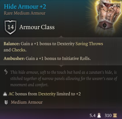 BG3 Hide Armour +2