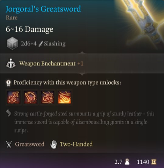 BG3 Jorgoral's Greatsword
