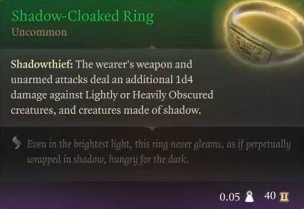 Baldur's Gate 3 Shadow-Cloaked Ring BG3