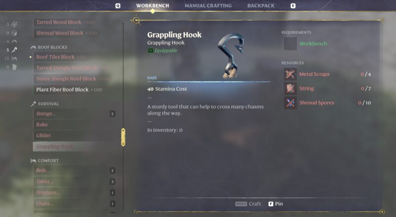 How to Craft Grappling Hook in Enshrouded