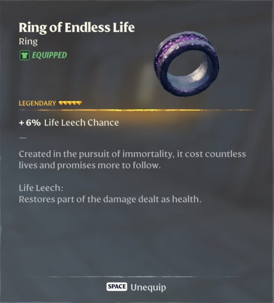 Enshrouded Ring of Endless Life