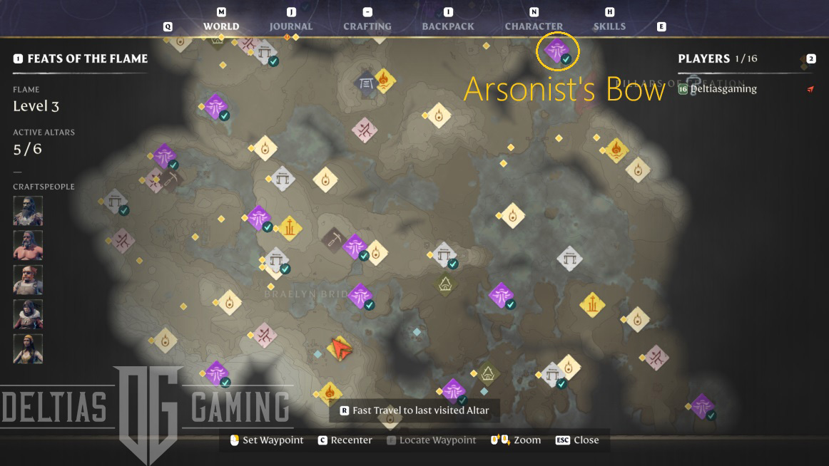 Enshrouded Where to Find Arsonist's Bow - Legendary Bow Map Location