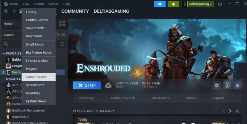 Enshrouded find Game Servers on Steam