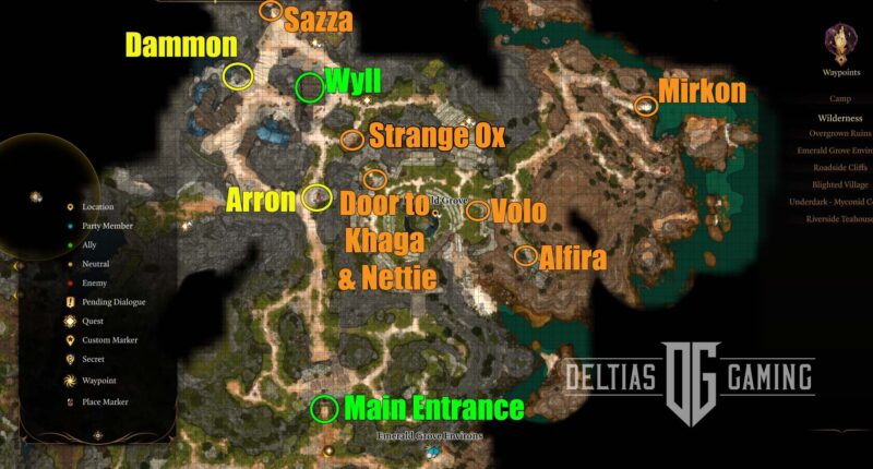 BG3 Emerald Grove map Wyll location and more