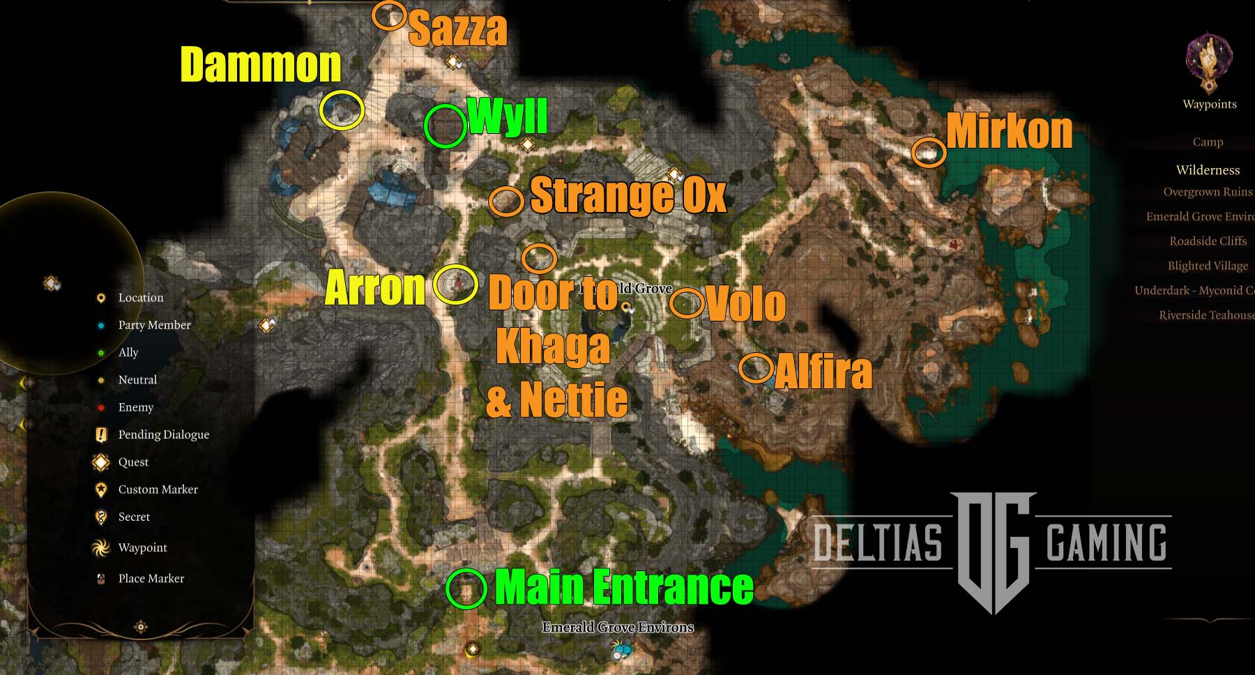 Baldur's Gate 3 Emerald Grove map Wyll location and more