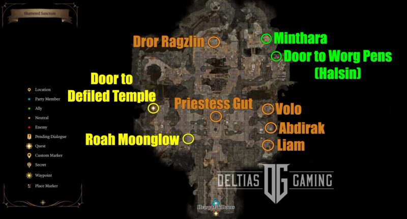 Baldur's Gate 3 Shattered Sanctum location Minthara Halsin Roah Moonglow