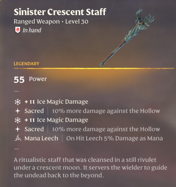 New Legendary Staff from Hollows Dungeon Enshrouded Sinister Crescent Staff