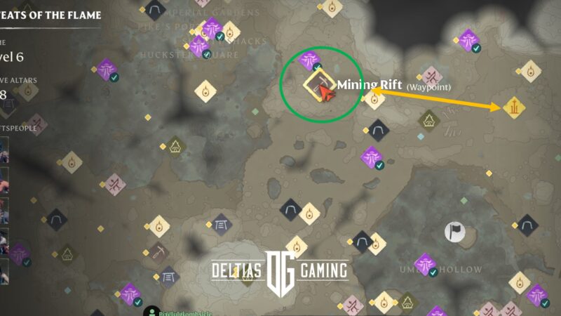 Расположение карты оловянной руды в игре Enshrouded