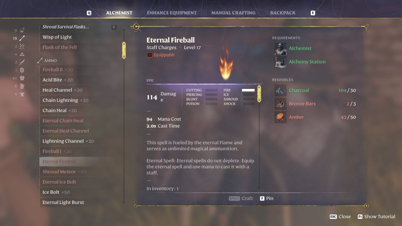 Eternal Fireball - Staff Charge - Eternal Spell - Enshrouded - Deltia's Gaming