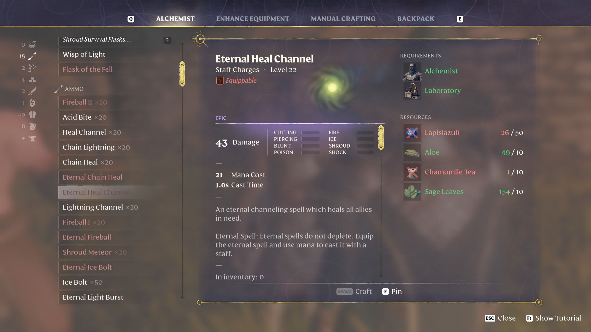 Eternal Heal Channel- Staff Charge - Eternal Spell - Enshrouded