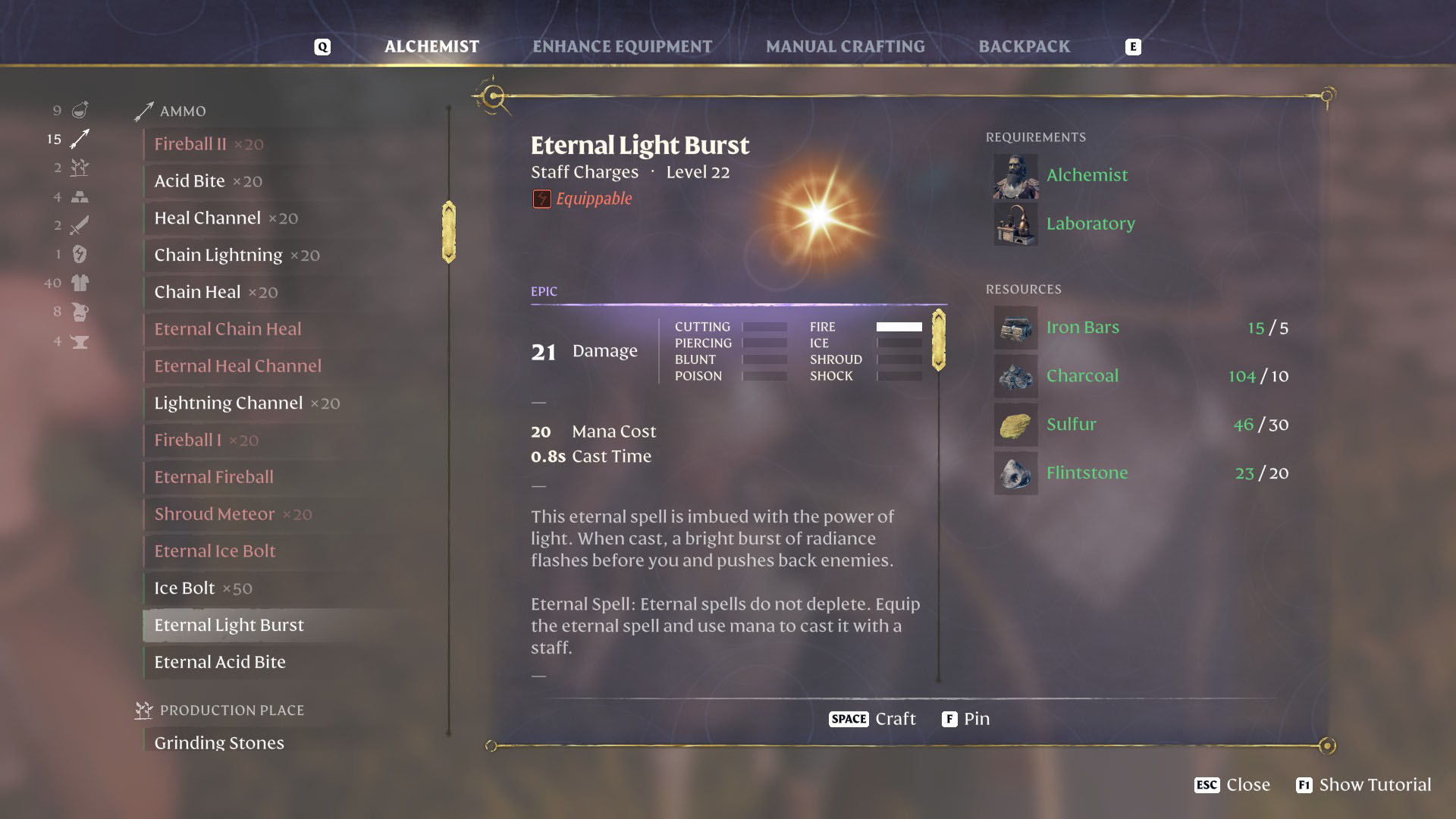 Eternal Light Burst - Staff Charge - Eternal Spell - Enshrouded