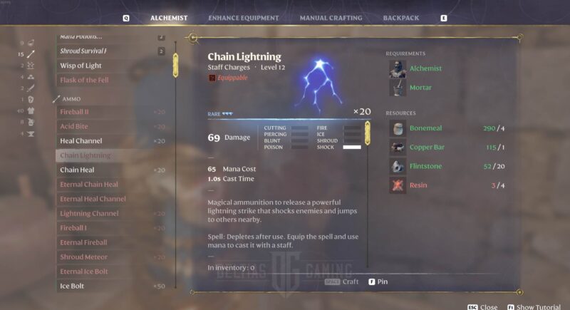 Enshrouded Chain Lightning Recipe