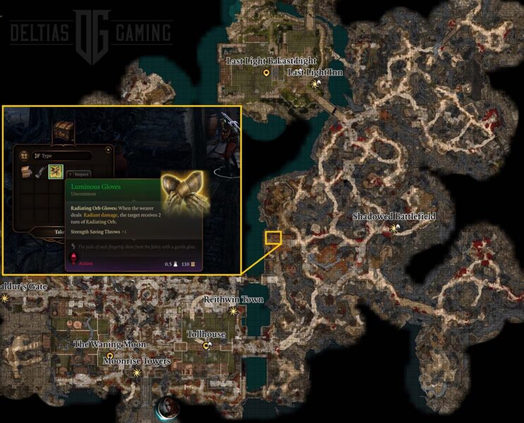 Luminous Gloves Map Location in Act 2 - Baldur's Gate 3 - BG3