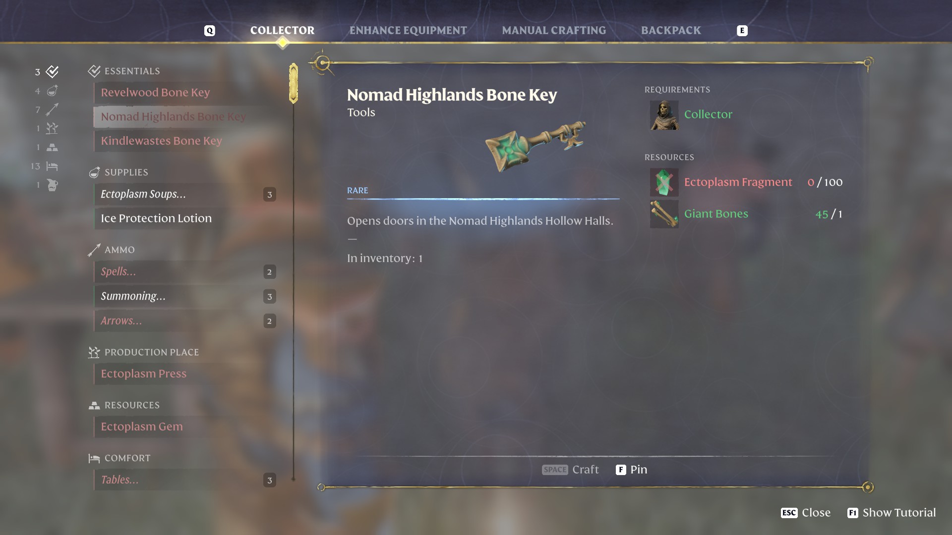 Костяной ключ Nomad Highlands — окутанный