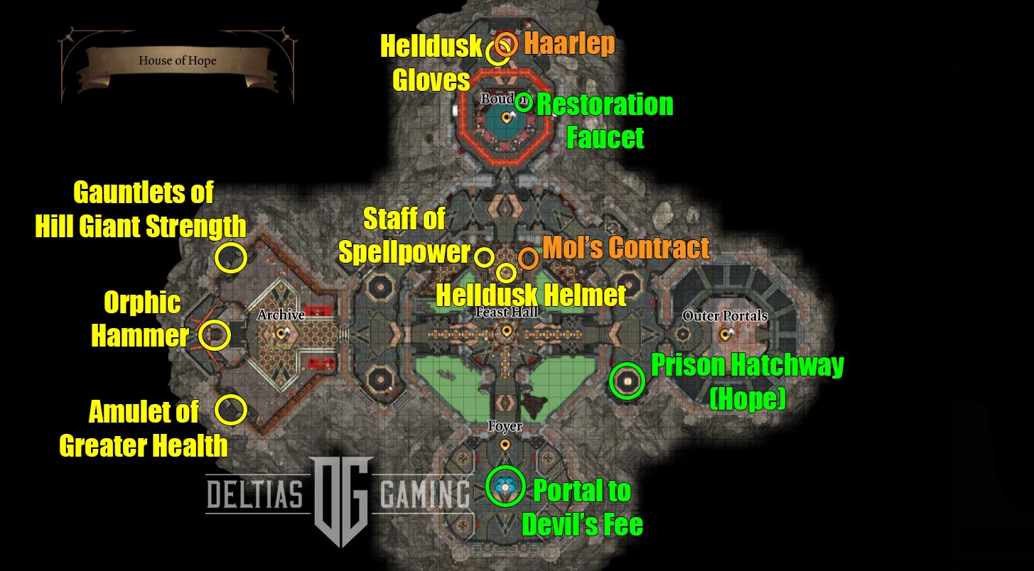 BG3 House of Hope location map Orphic Hammer Gauntlets of Hill Giant Strength Haarlep