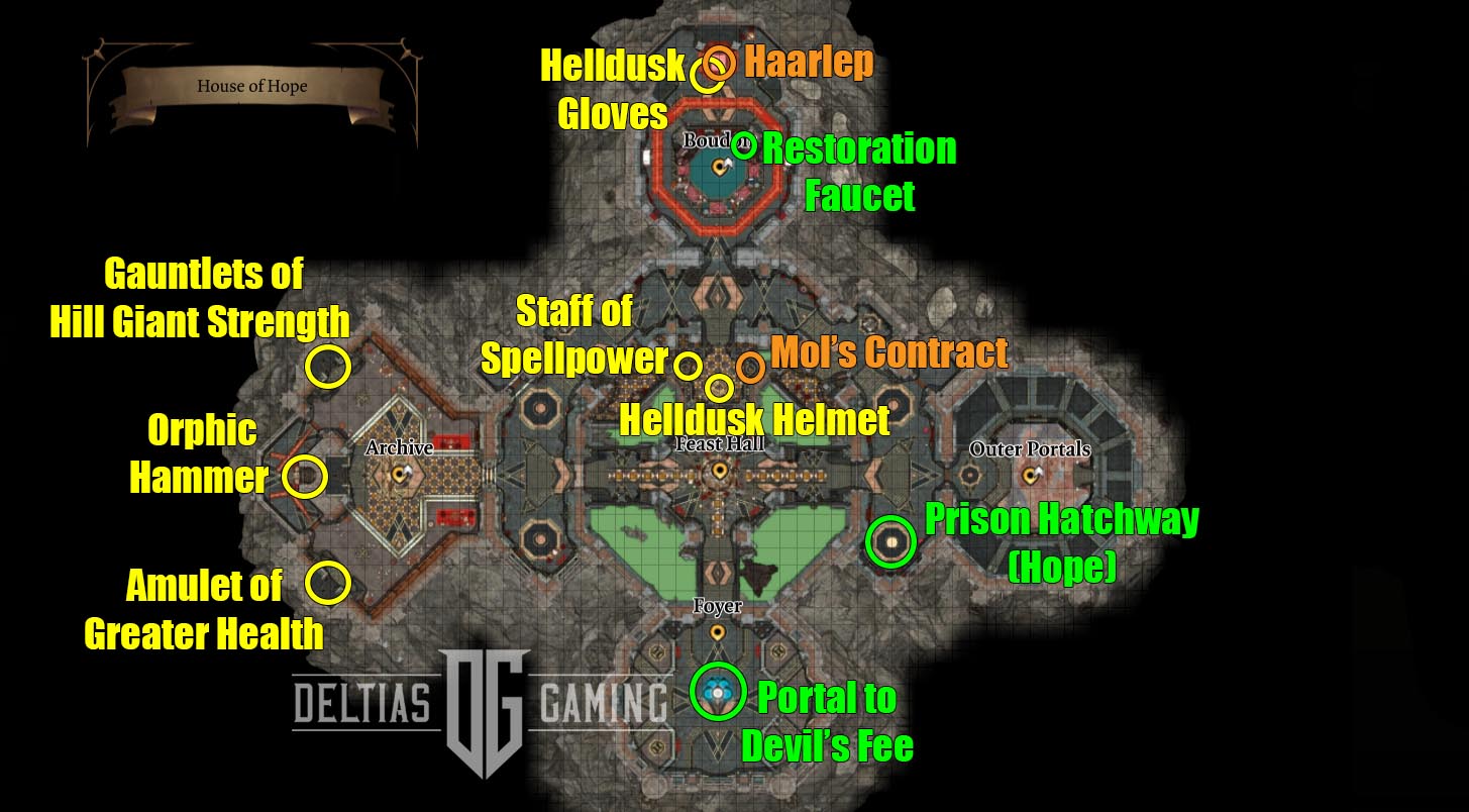 Карта расположения BG3 Дома Надежды Орфический Молот Рукавицы Силы Холмового Гиганта Хаарлеп