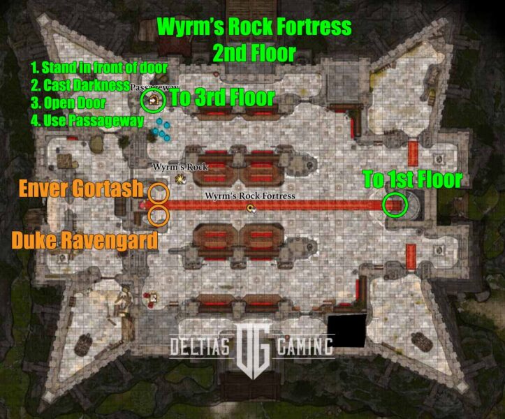 Baldur's Gate 3 Wyrm's Rock Fortress 2nd Floor location map Gortash Ravengard Door to 3rd Floor