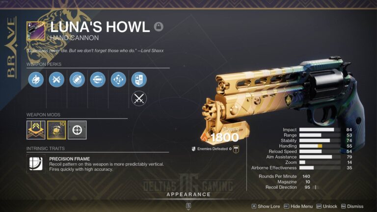 Destiny 2 Luna's Howl God Roll and How to Get