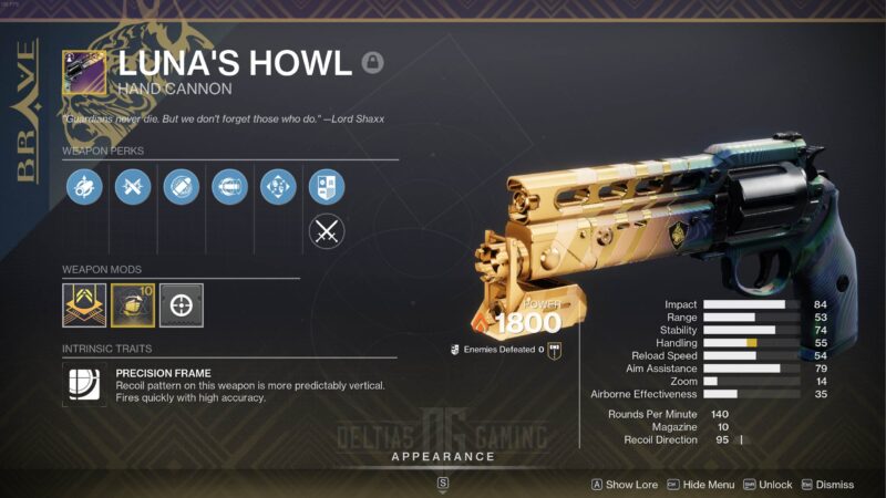 Destiny 2 Luna's Howl God Roll and How to Get