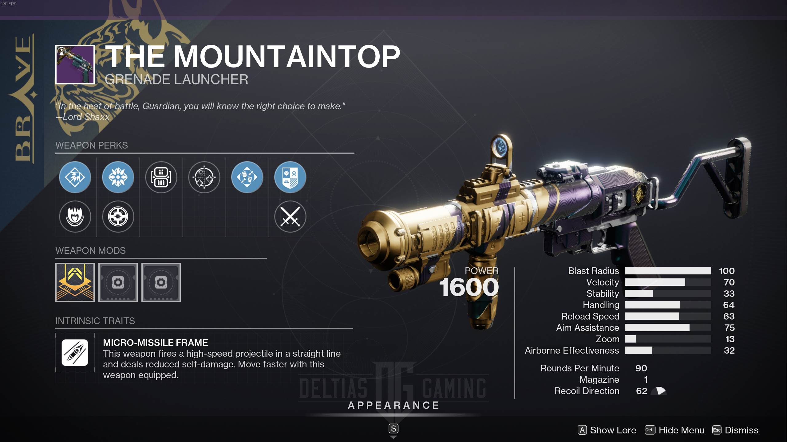 Destiny 2 The Mountaintop God Roll and How to Get