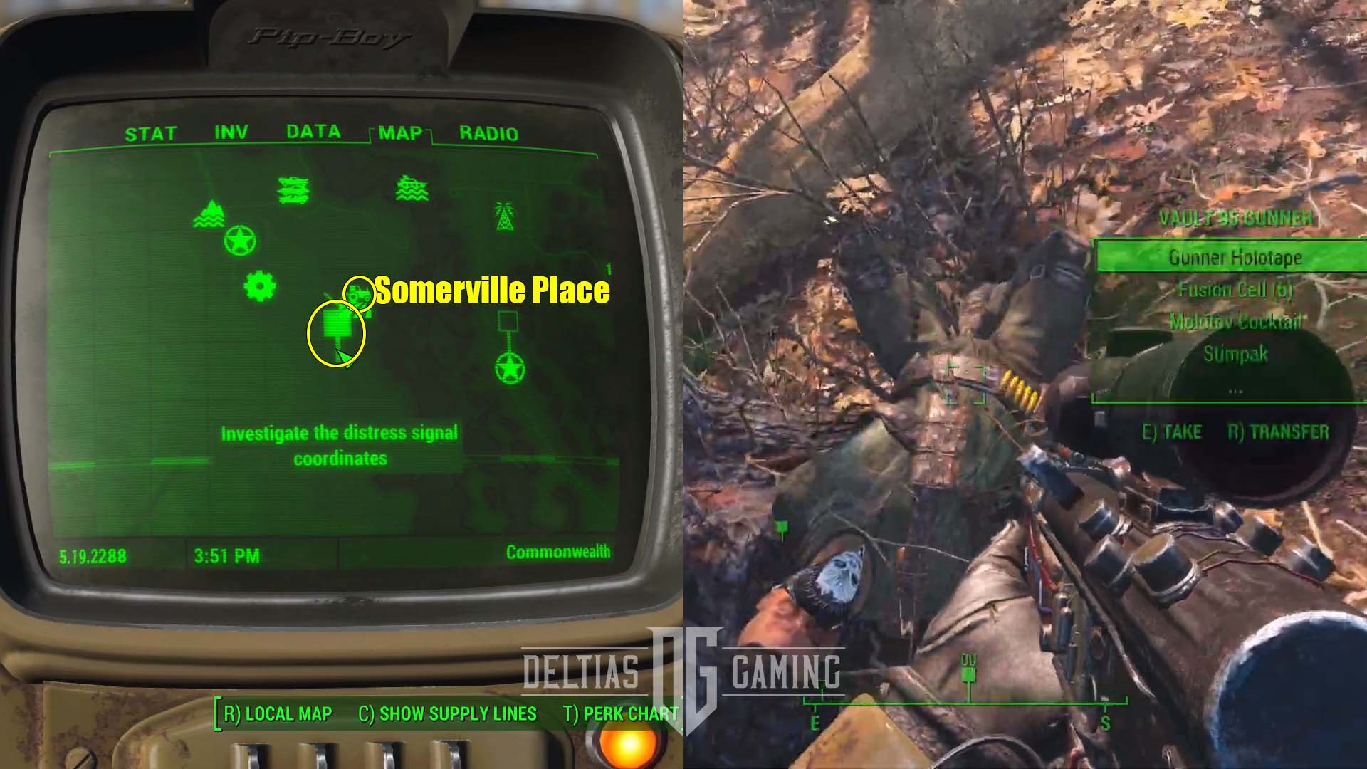 Fallout 4 Best of Three: расположение на карте Gunner с голозаписью
