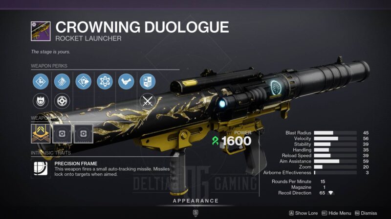Destiny 2 Crowning Duologue Rocket Launcher