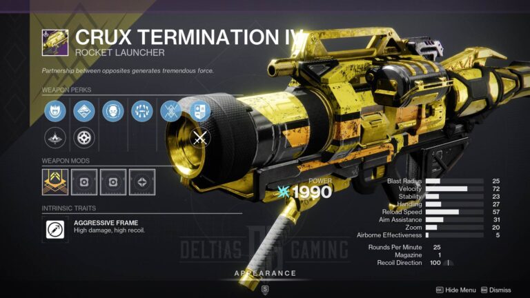 Destiny 2 Crux Termination IV God Roll and How to Get