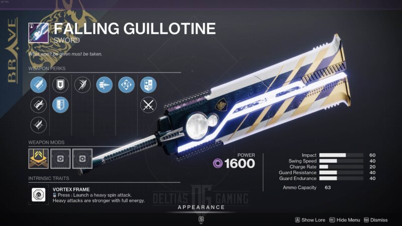 Destiny 2 Falling Guillotine God Roll and How to Get