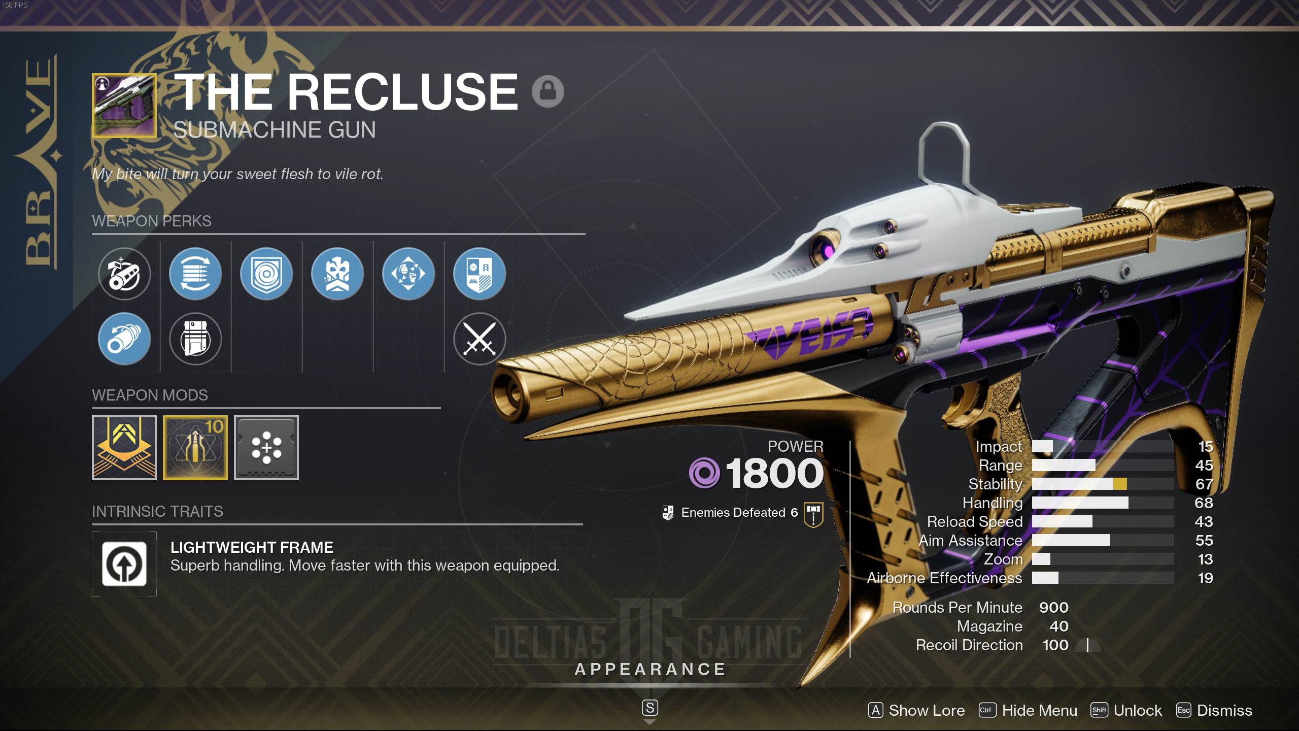 Destiny 2 Recluse Void Submachine Gun - Deltia's Gaming