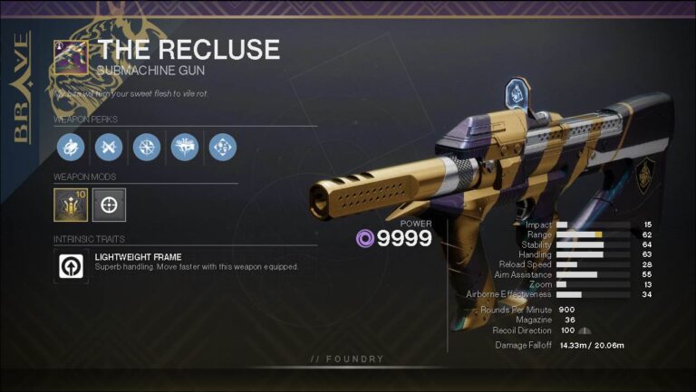 destiny 2 god roll recluse