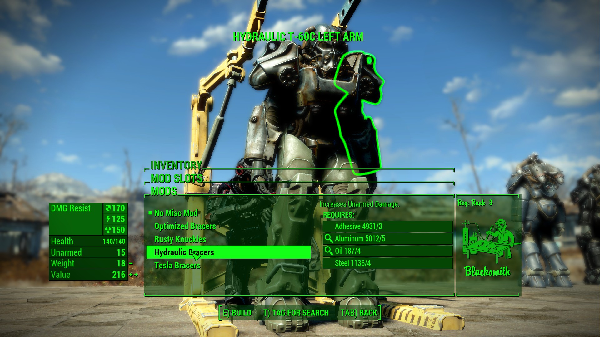 Модификации силовой брони Fallout 4 с гидравлическими наручами