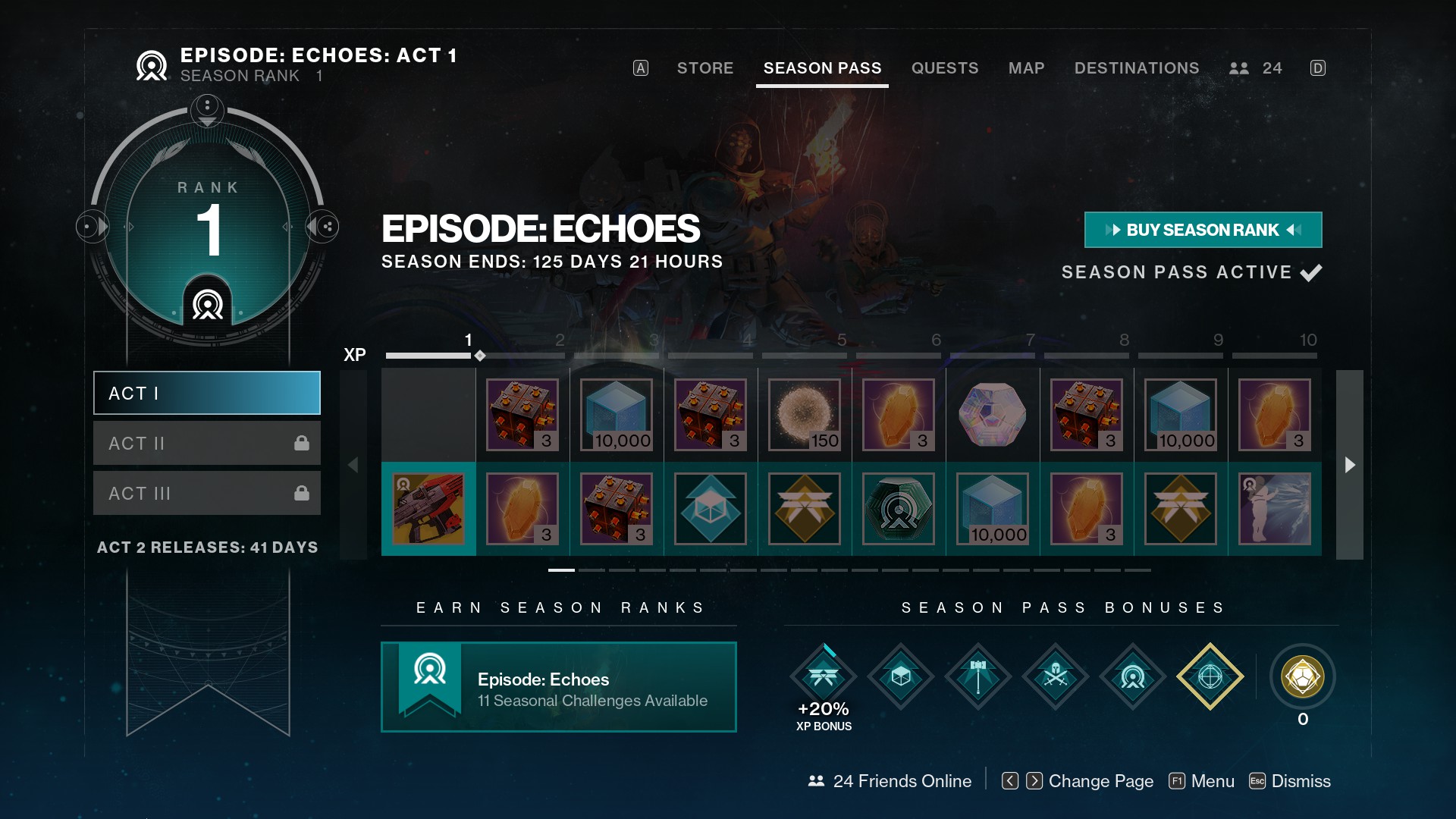 Destiny 2: Episode Echoes Season Pass Rewards - All Acts 
