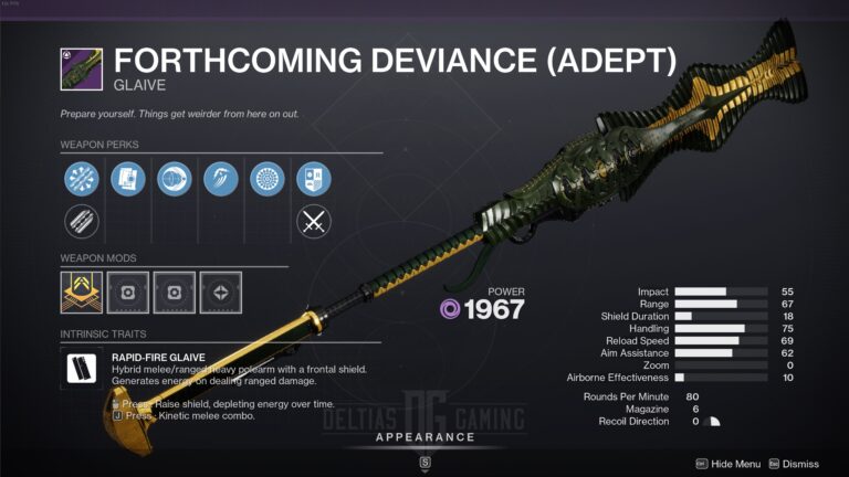 Destiny 2 Forthcoming Deviance Void Glaive